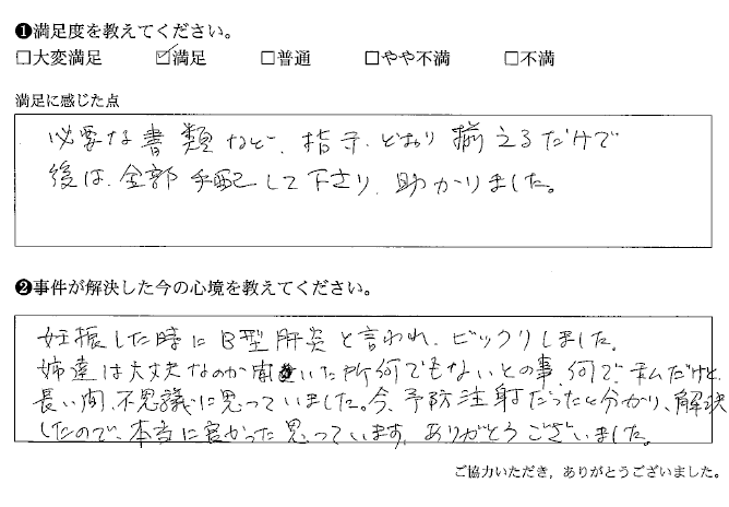 指示どおり揃えるだけで後は、全部手配して下さり助かりました